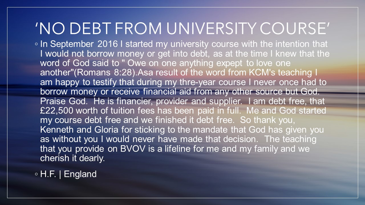 No debt from university course testimony image link