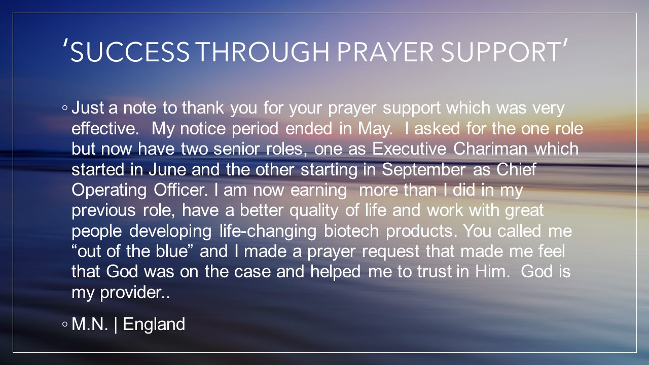 Success through prayer support testimony image link