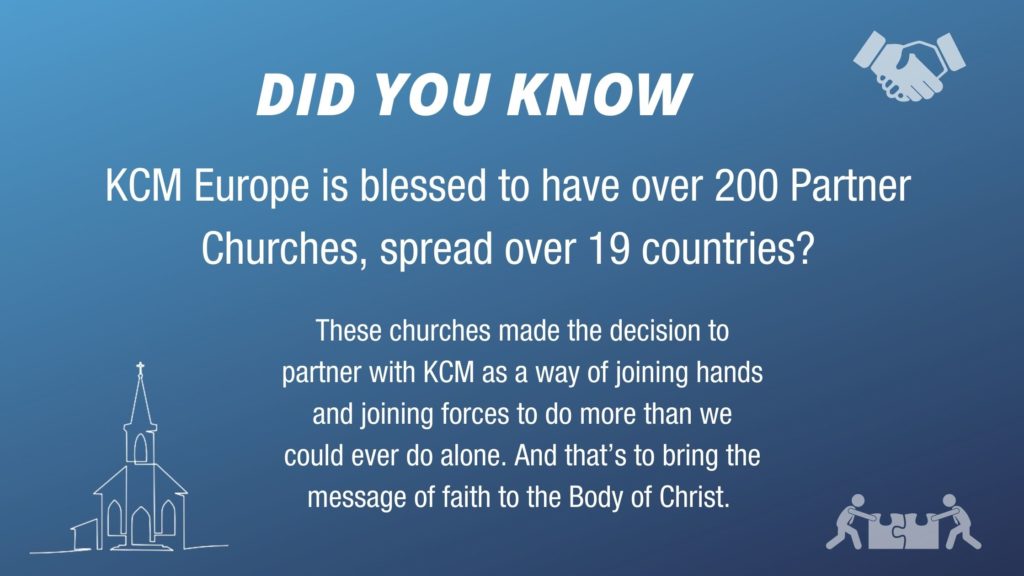 KCM Europe has over 200 Partner Churches spread over 19 countries